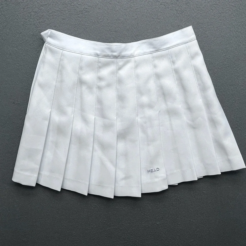 VTG Head Sports Wear White‎ Pleated Tennis Skirt Womens Size 8 Y2K Athletic Mini